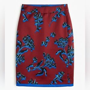 J Crew Collection Wildflower Pencil Skirt Size 6 Red And Blue E6029